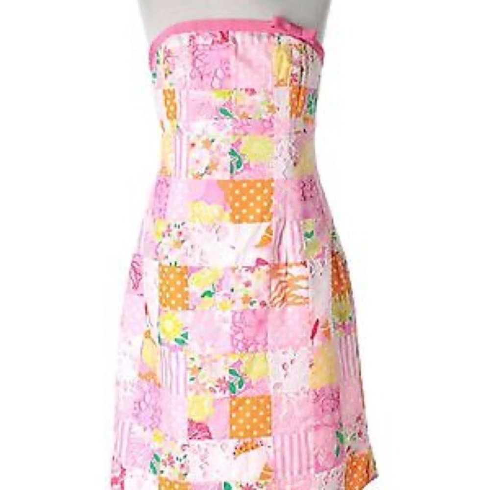 vintage 90s lily pulitzer patchwork Strapless Dress